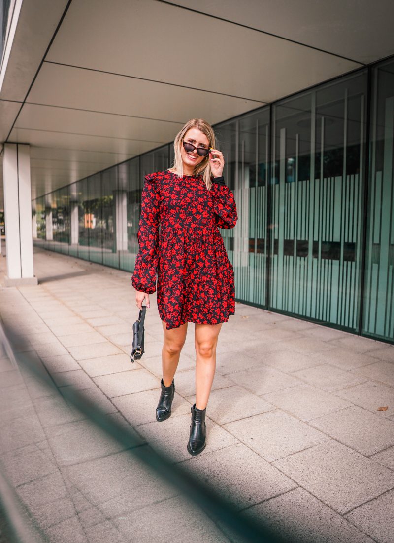 lucy smiling in autumn dress