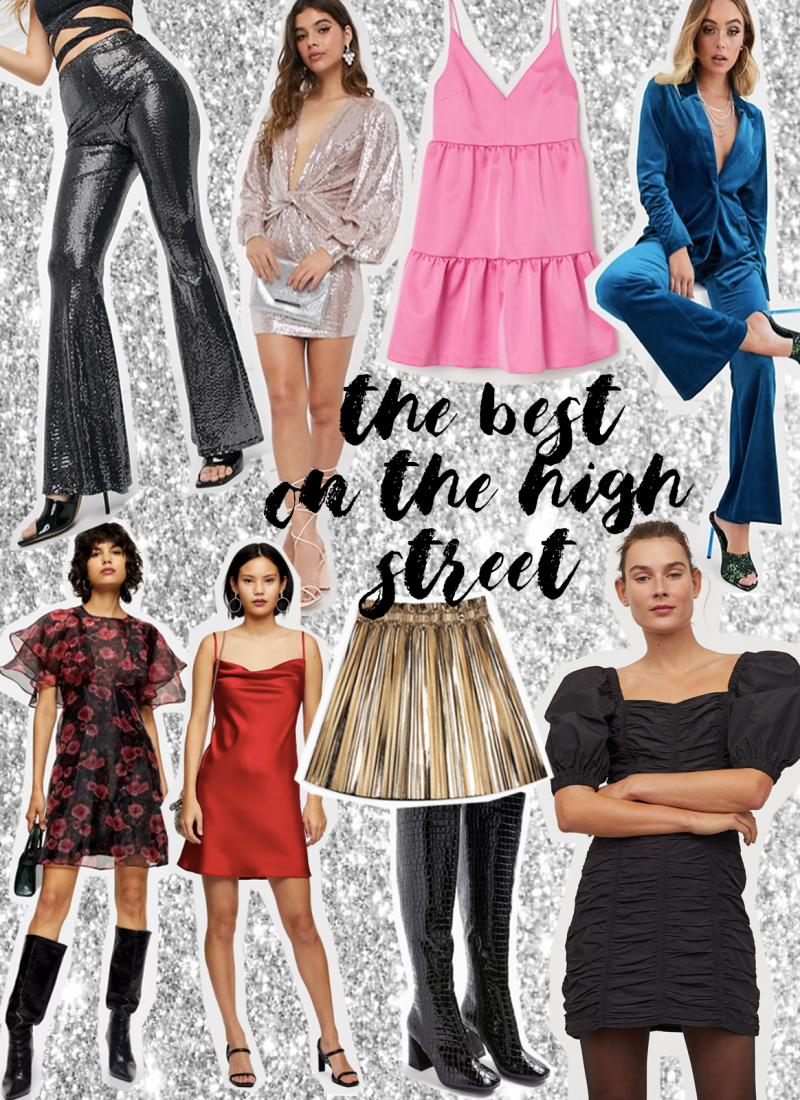 collage of NYE partywear clothes